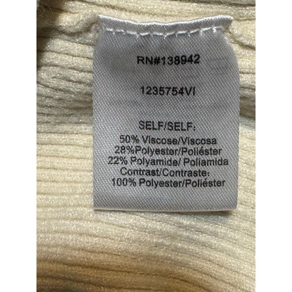 On Twelfth · Large · Ribbed Polka Dot Top · Sheer Sleeves · Square Neck · Cream - Picture 8 of 9